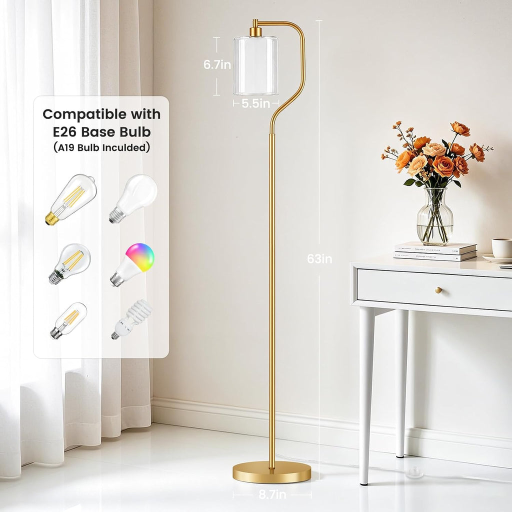 SIBRILLE Dimmable Gold Floor Lamp with Double Glass Shade