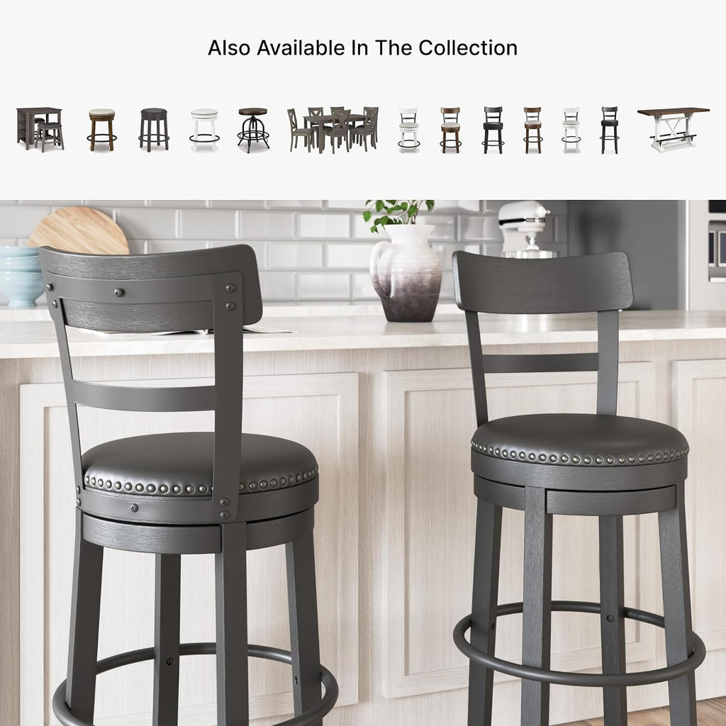 Signature Design by Ashley 1-Piece Counter Height Bar Stool, Black Swivel