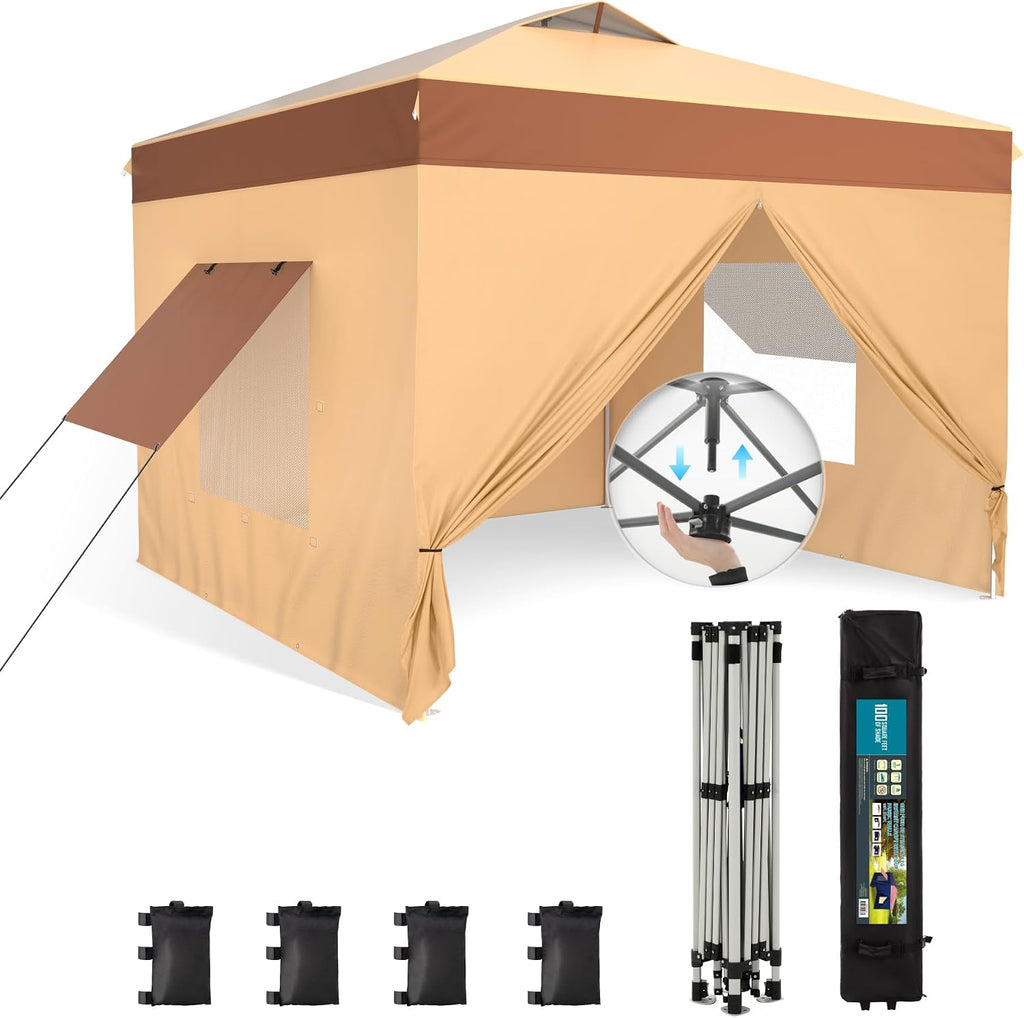 Sophia & William Canopy Tent 10x10 Pop up with Sidewalls,Portable Shade