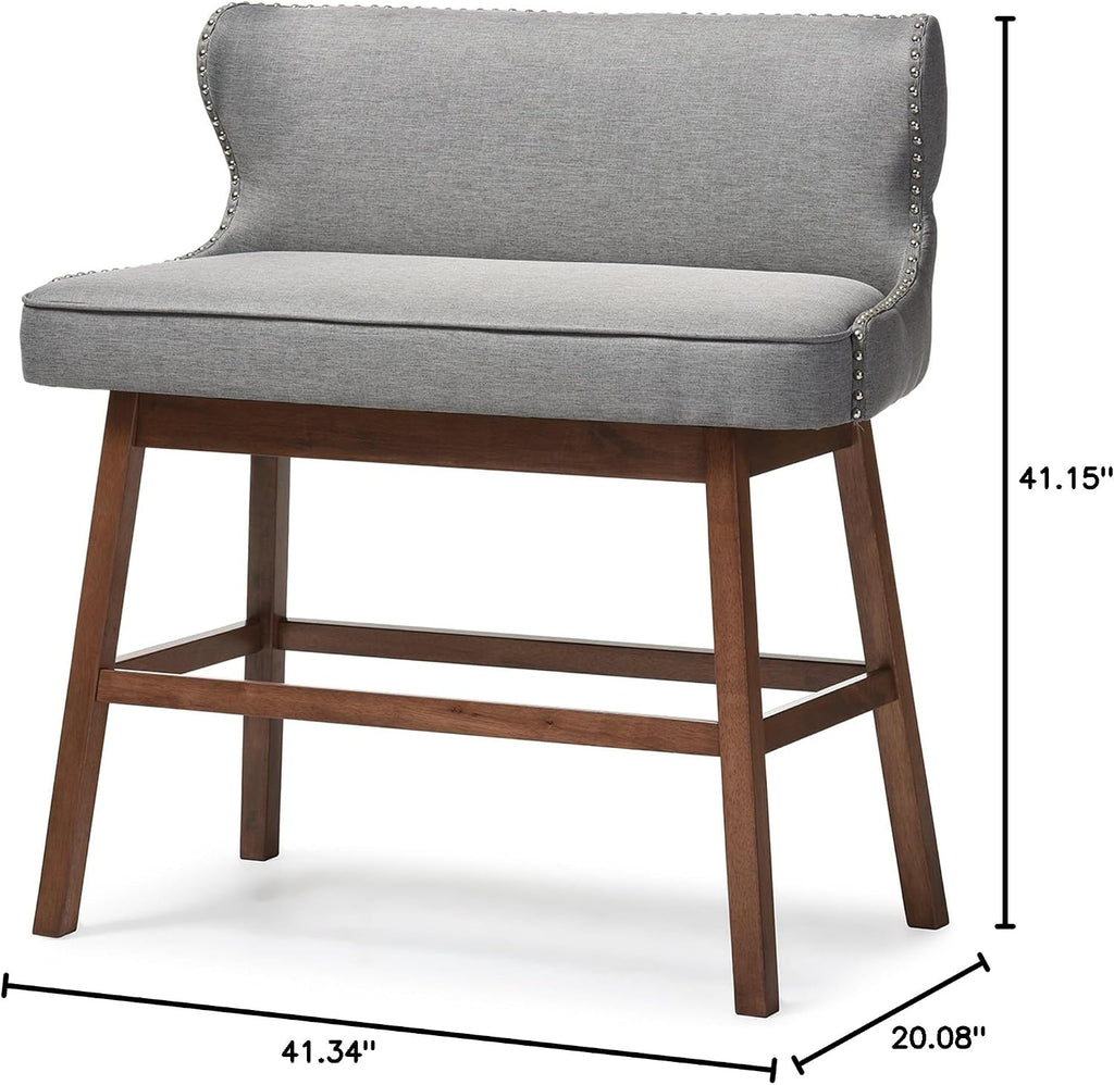 Baxton Studio Gradisca Modern and Contemporary Grey Fabric Button-tufted Upholstered Bar Bench Banquette
