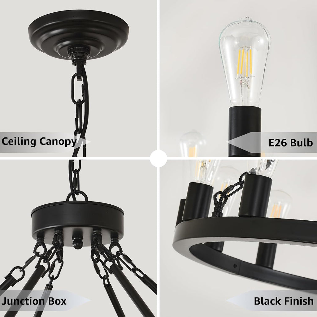 NILSE 64" Extra Large Wagon Wheel Chandelier 36-Light Round Light Fixture