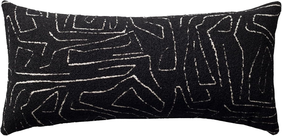 Throw Pillow Covers, Pack of 1 Woven Jacquard Cushion Covers for Sofas, Couches, Bed, Boho Home Decor, Cozy Soft and Comfortable Pillow Cases Bed, Amorf, Black 14x28 Inch