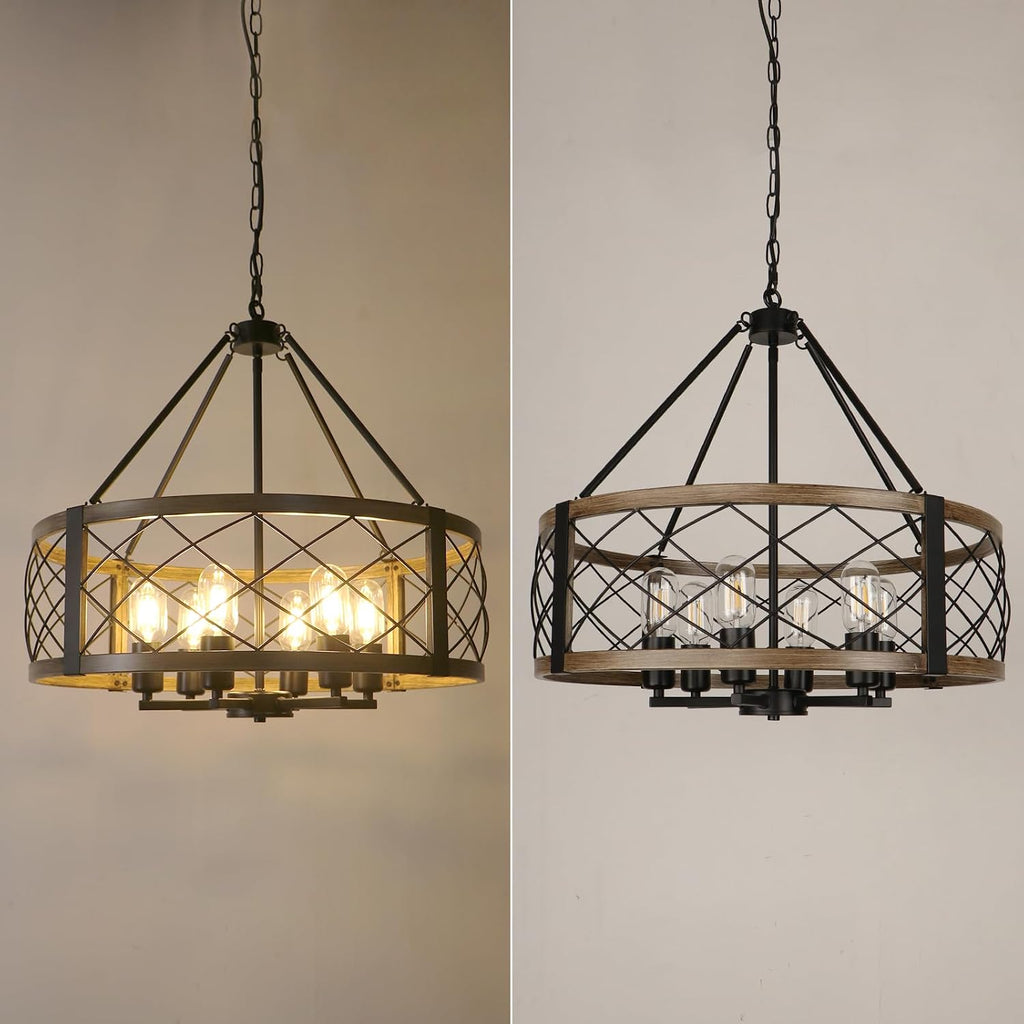 6-light 22.5'' farmhouse chandelier for dining room light on a desk or shelf