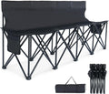 LILYPELLE Folding Soccer Bench, Portable Team Bench, 4 Seats w/Backrest