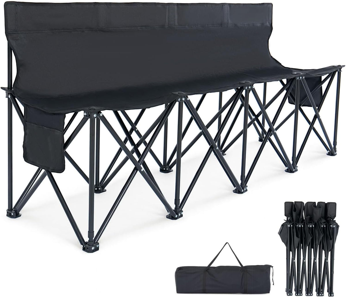 LILYPELLE Folding Soccer Bench, Portable Team Bench, 4 Seats w/Backrest