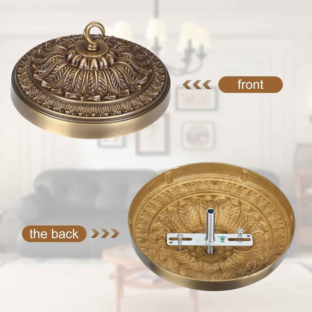 7.28 inches brass ceiling canopy, gold retro mounting shown in use