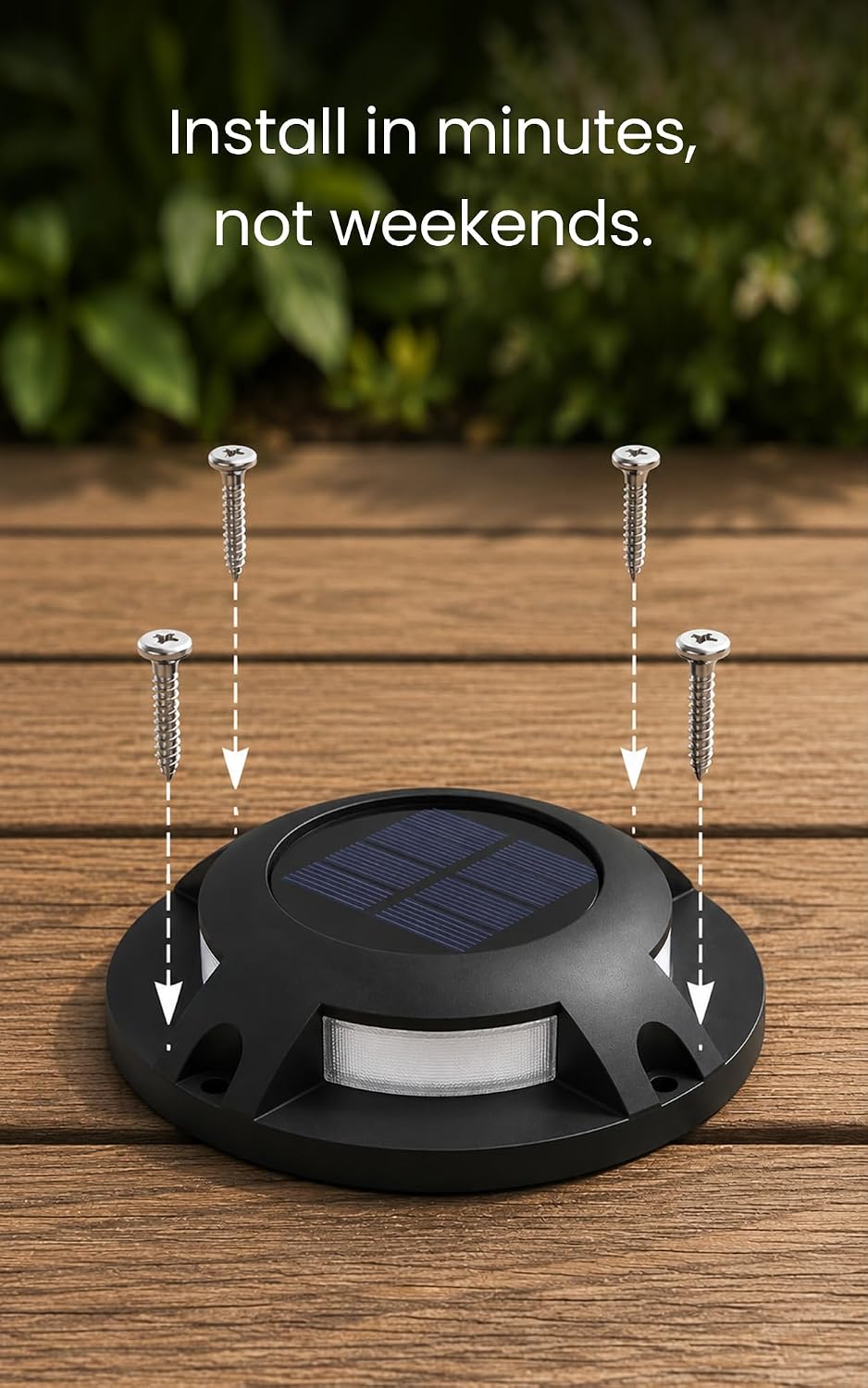 home zone living 12pk solar deck lights, outdoor showing dimensions