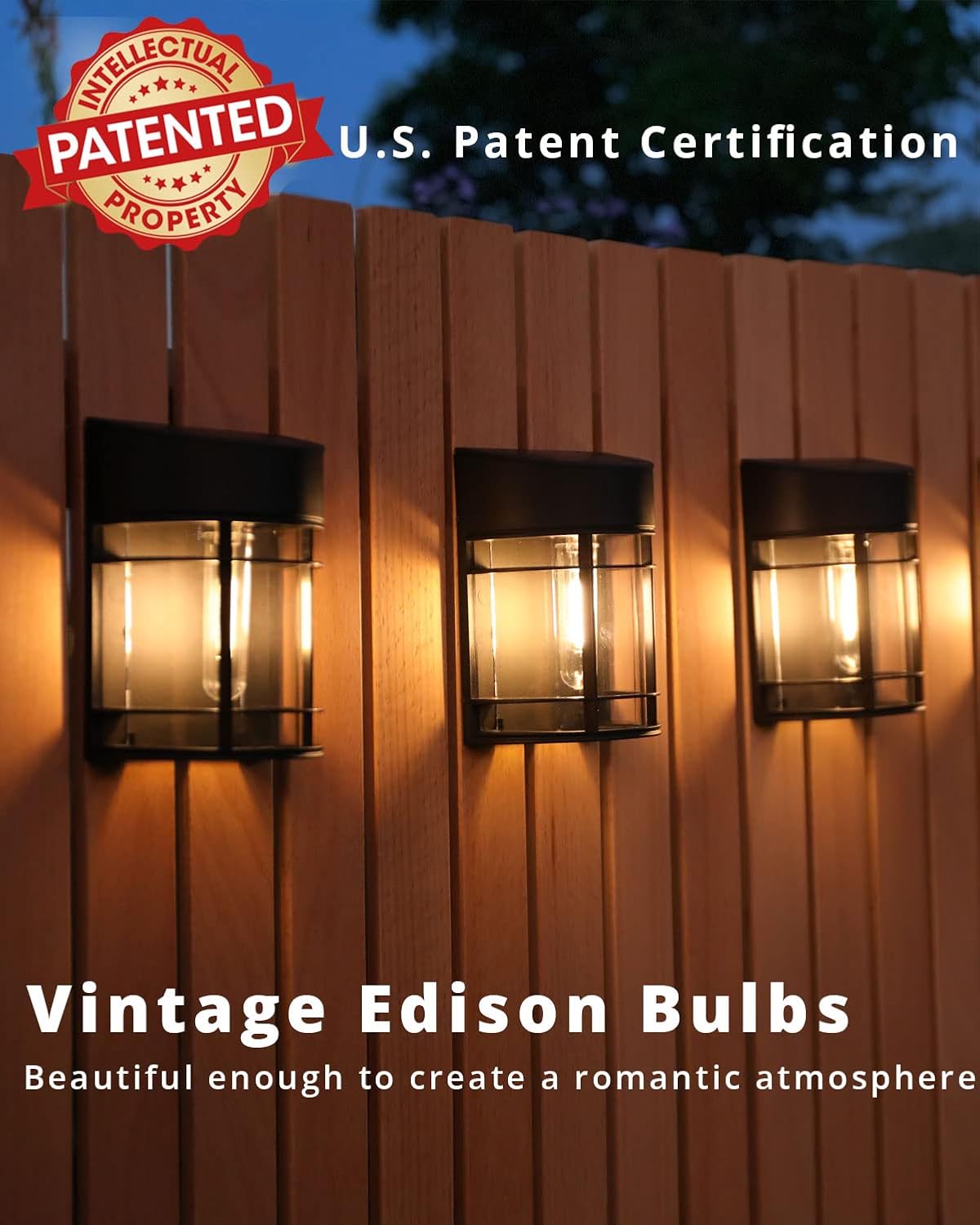 solar fence lights, 8 pack deck light waterproof shown in use