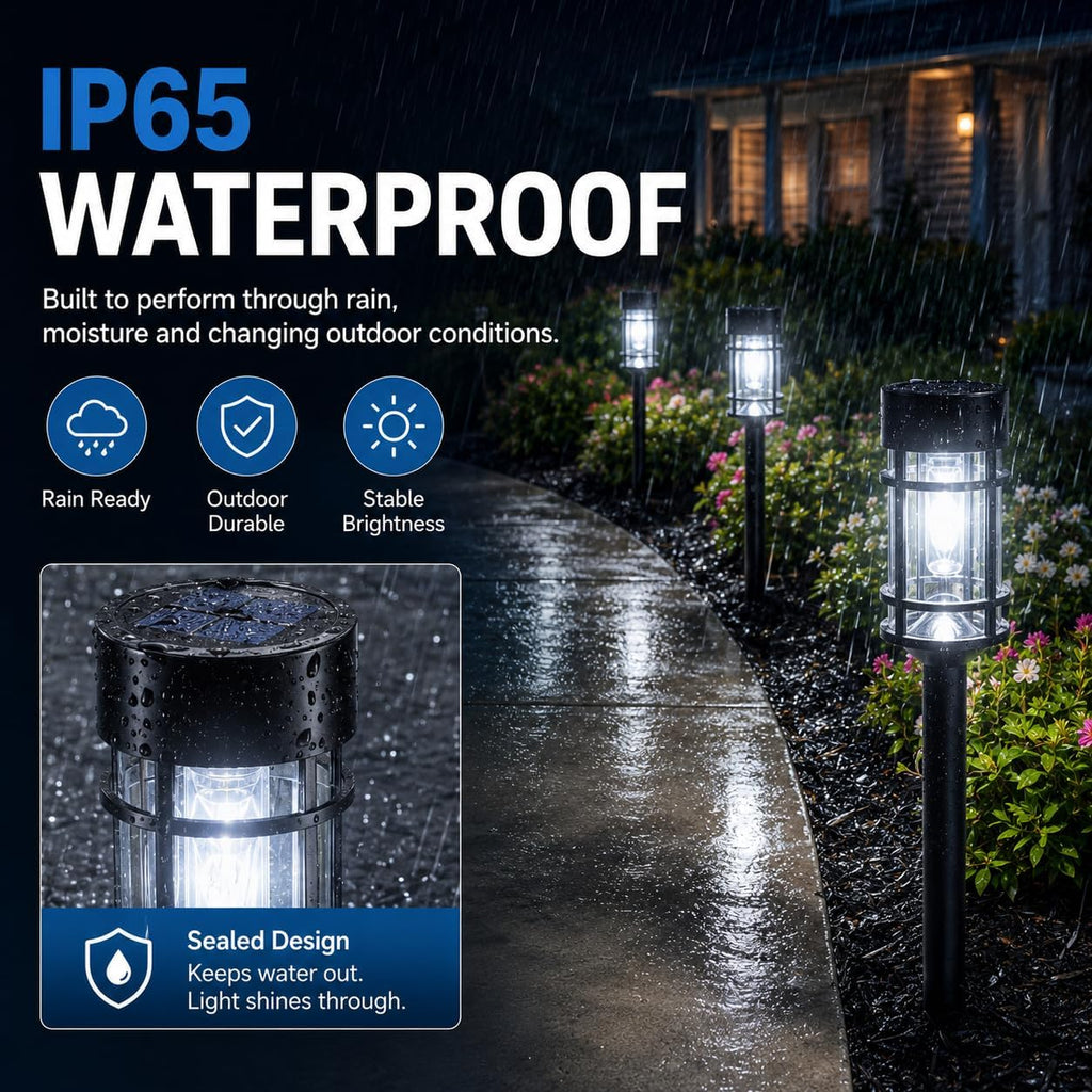 ILANCK 12 Pack Solar Lights Outdoor Pathway, Metal & Glass 21" Large Solar Pathway Lights, Solar Powered Garden Lights for Yard, Landscape, Driveway Walkway