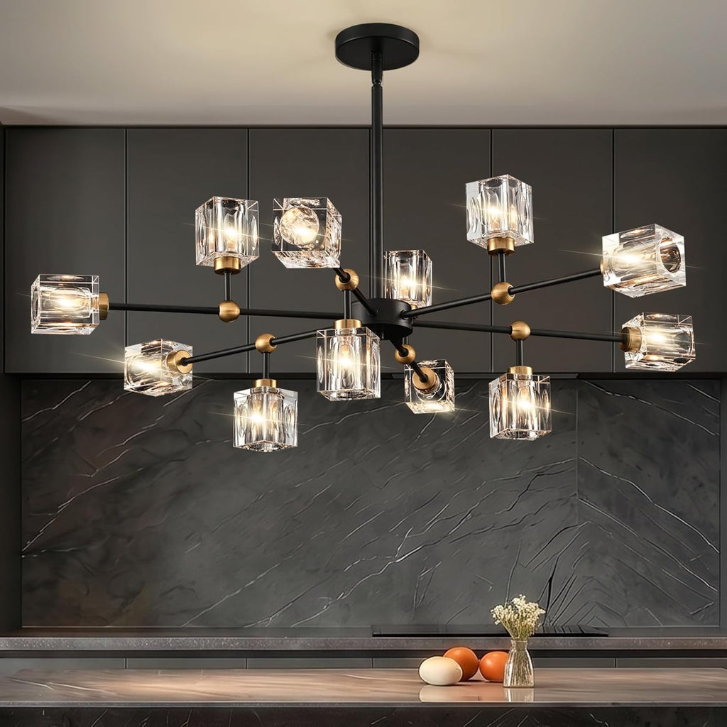Sputnik Crystal Chandelier with 12-Light, Modern Light Fixture