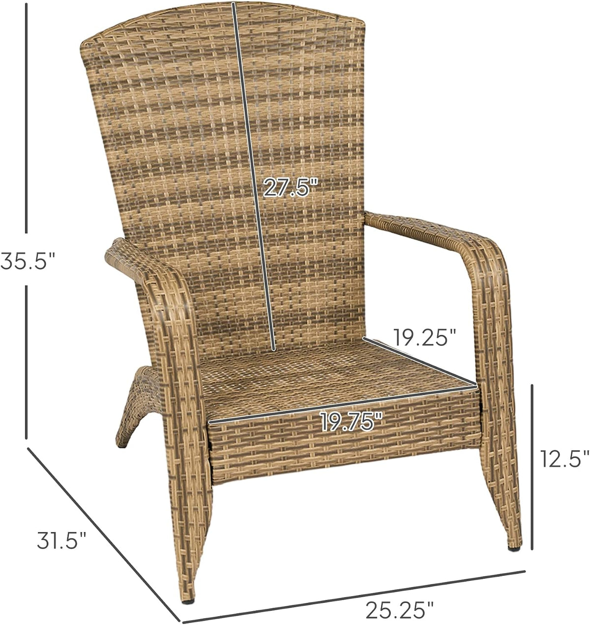Outsunny Patio Wicker Adirondack Chair Outdoor Sky Blue