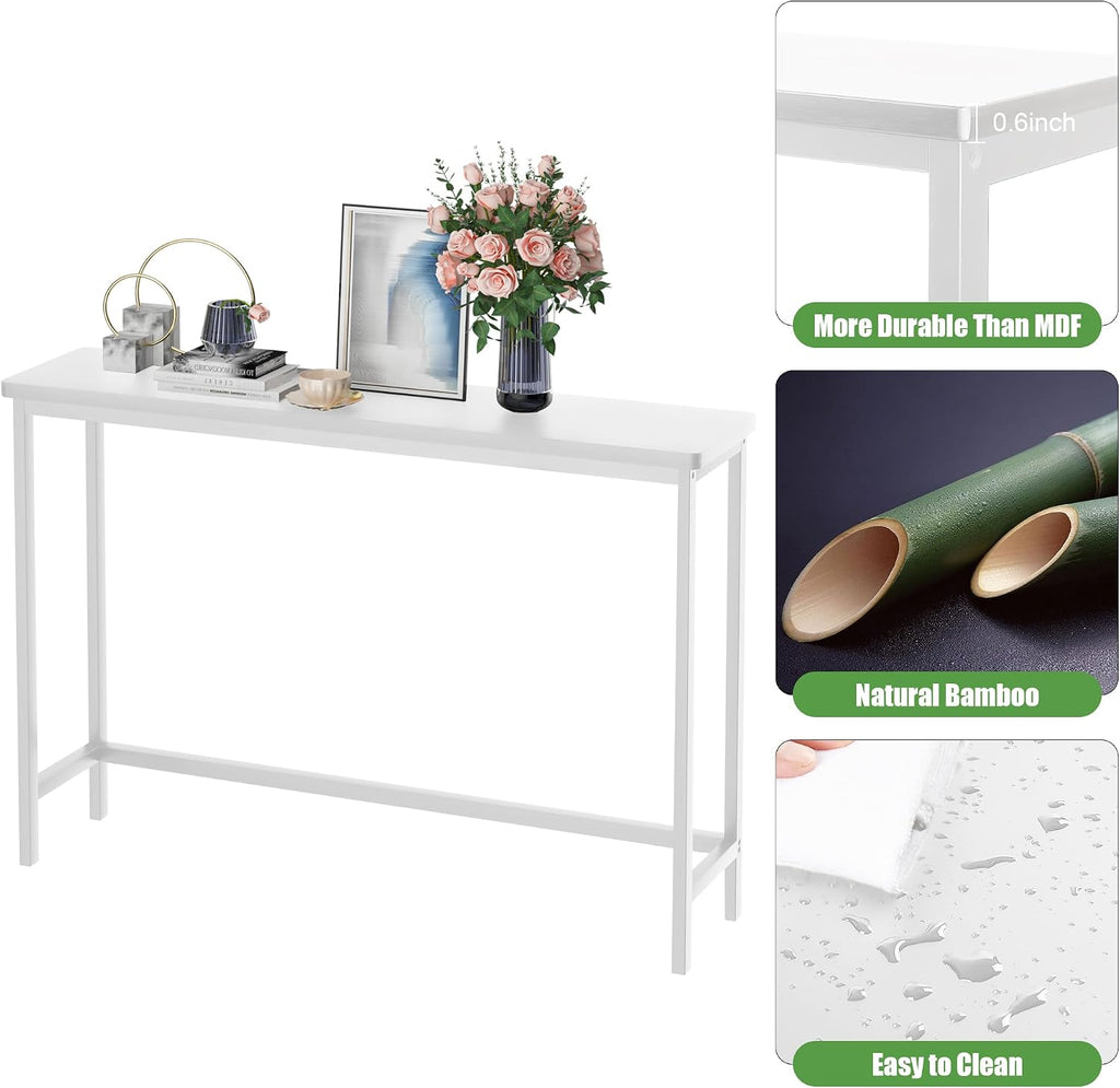 vasmia console table, entryway table, narrow sofa table showing dimensions