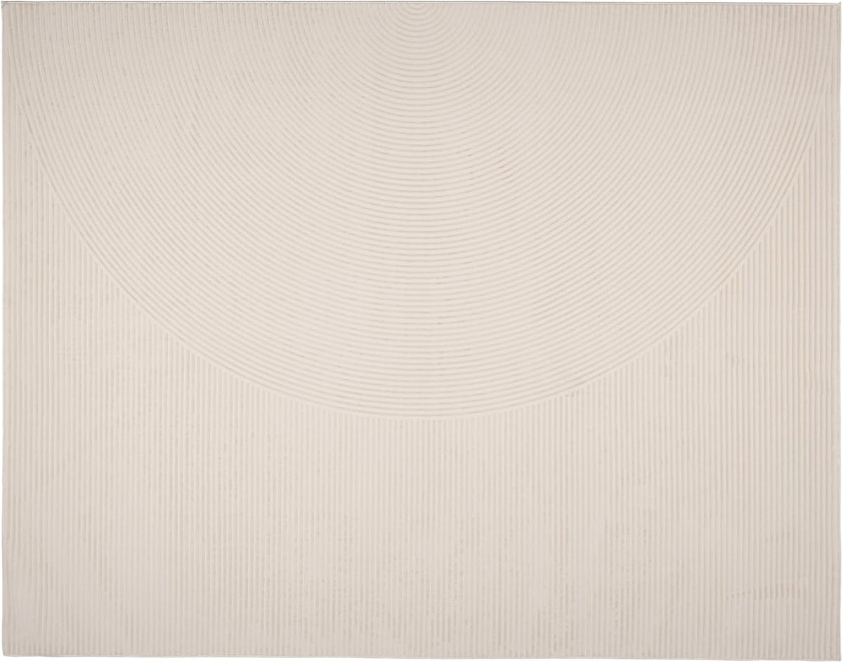 Revival Rugs Record 8'x10' Area Rugs for Living Room Bedroom Dining Room - Washable, 100% Recycled, Oeko-TEX Certified, Modern, Medium Pile, Beige, Cream