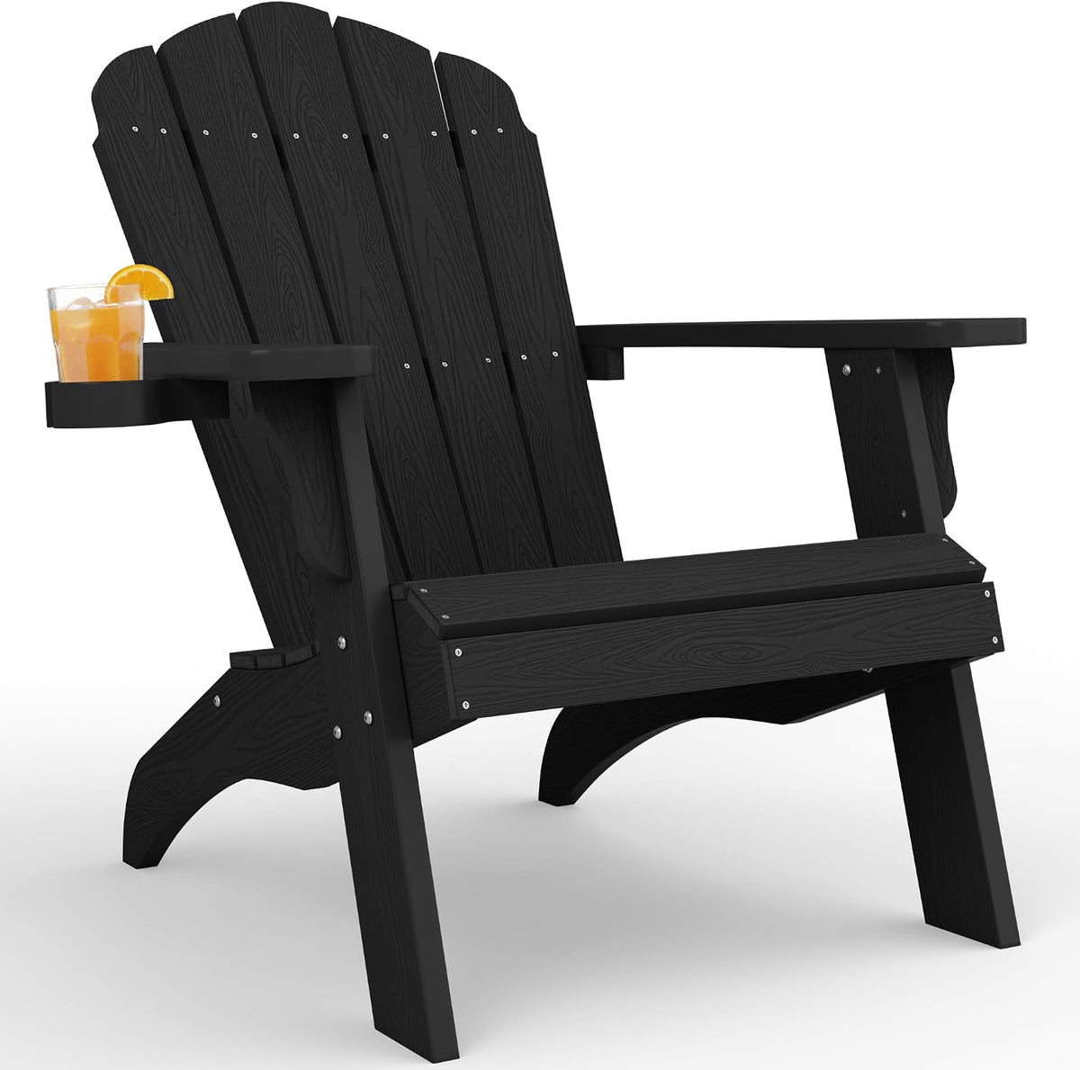 YEFU Oversized Adirondack Chair with Cup-Holder - Black