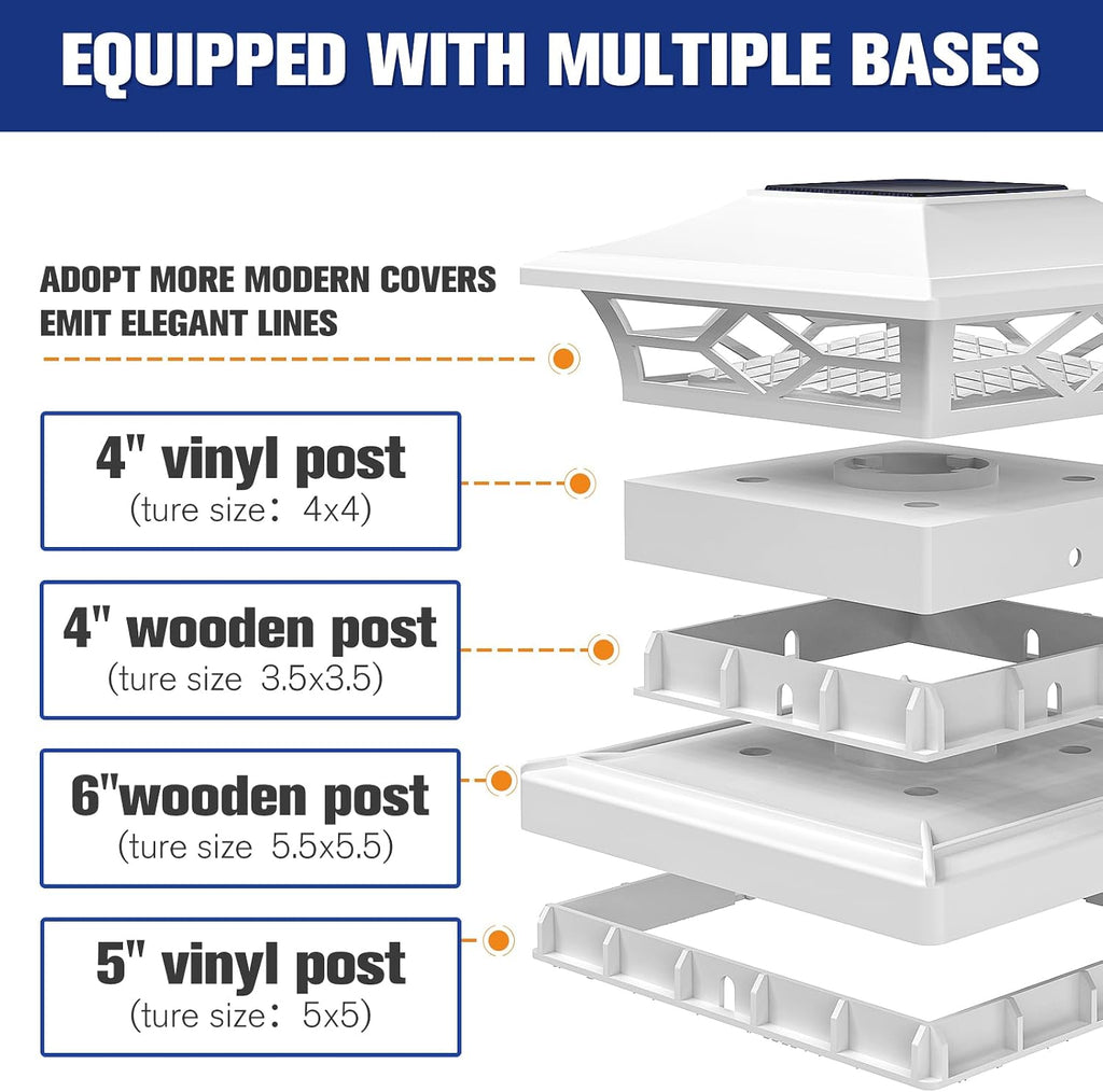 VOLISUN 12Pack Solar Post Cap Lights, 2 Color Modes Deck Lights, White