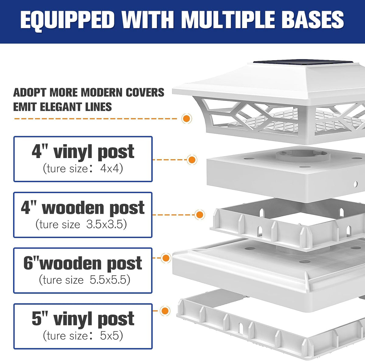 VOLISUN 12Pack Solar Post Cap Lights, 2 Color Modes Deck Lights, White