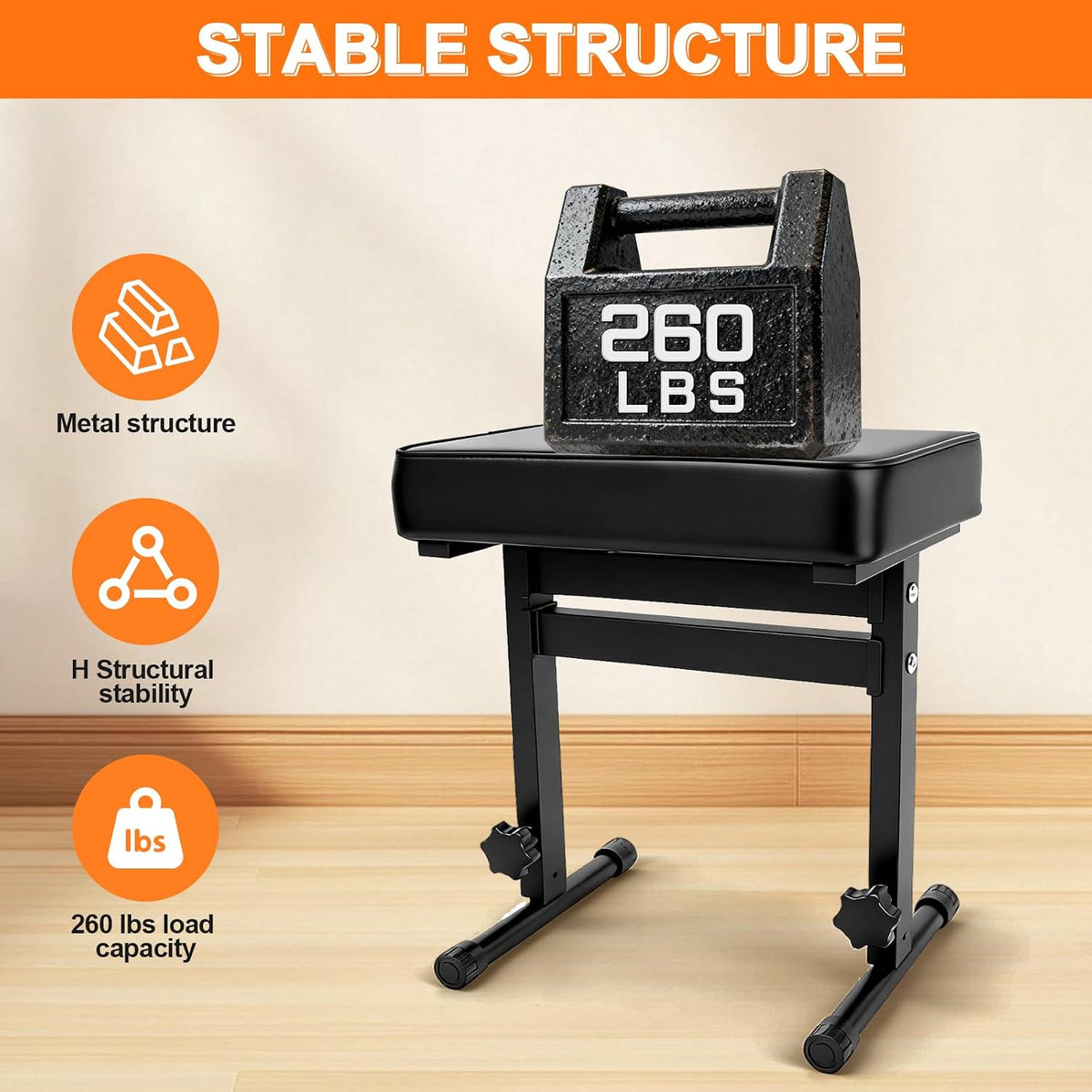 firstar adjustable piano bench 18.11" to 22.83", durable, package contents