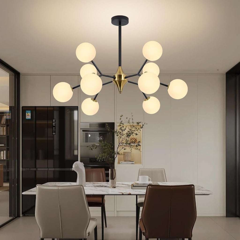 redstar 39" black and gold sputnik chandelier 10-light on a desk or shelf