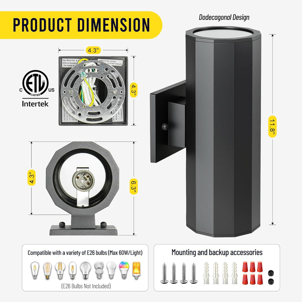 Outdoor Light Fixture, Up and Down Lights Outdoor Wall Light