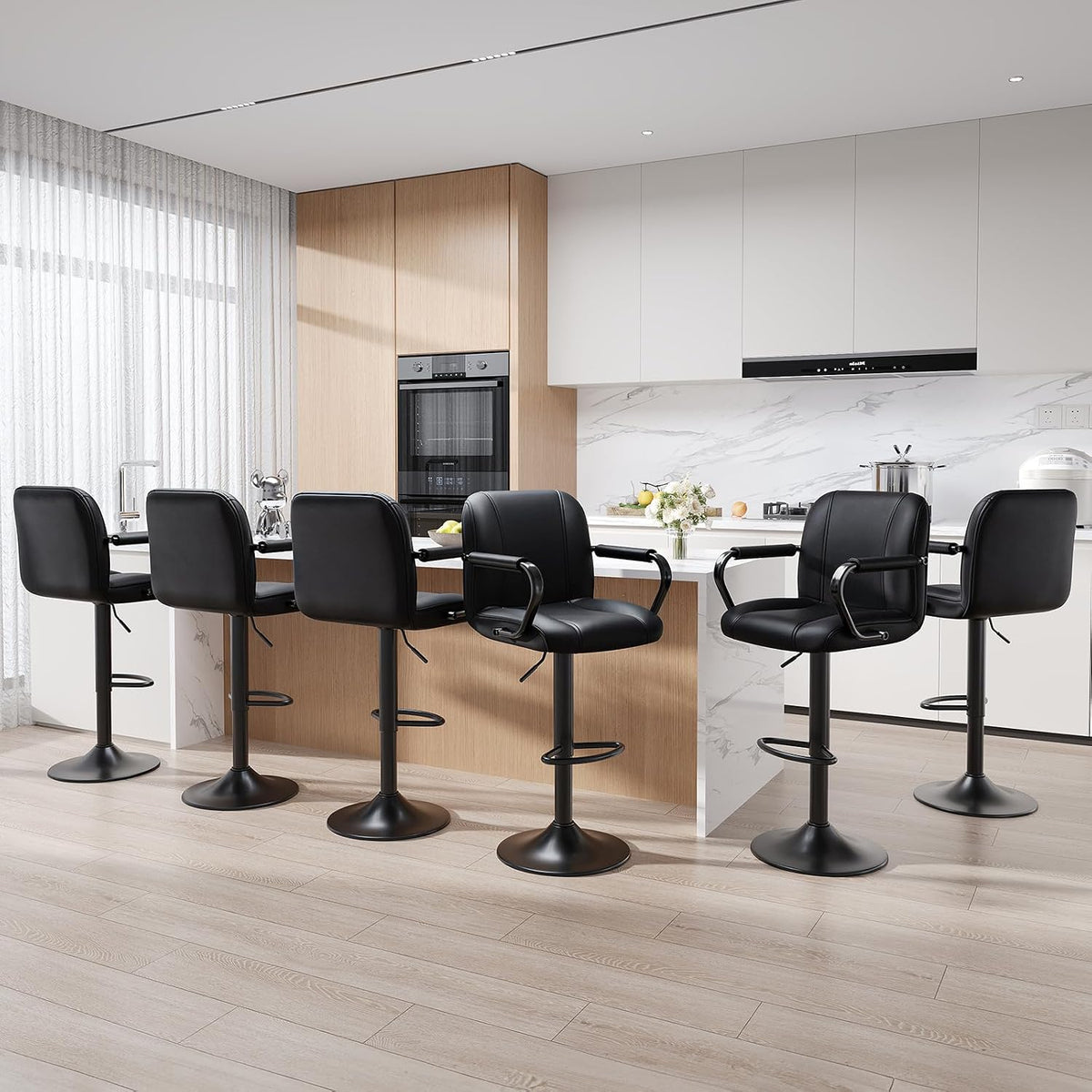 MALOL 3 Piece Bar Stool Set - Swivel High Chairs for Kitchen Island, Modern Bar Stools with Back, Adjustable Taburetes para Barra de Cocina