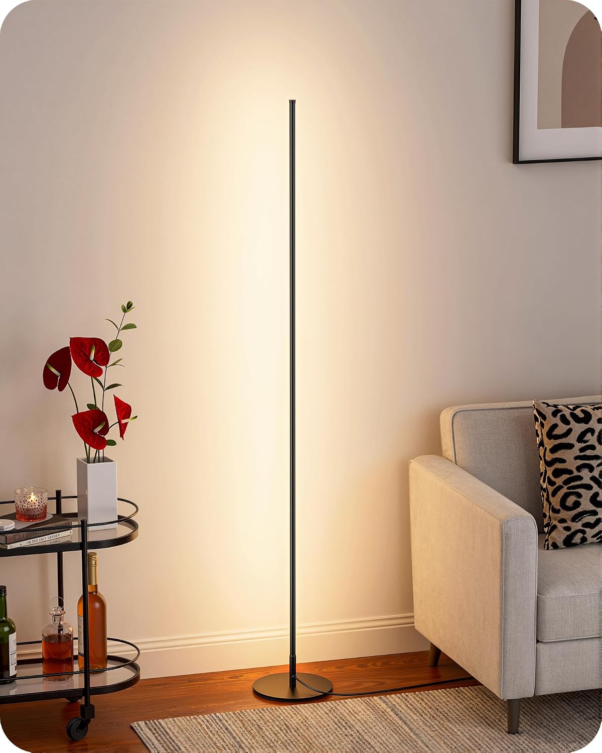 EDISHINE 57.5" Floor Lamp with Remote & Foot Switch, Dimmable & 7CCT