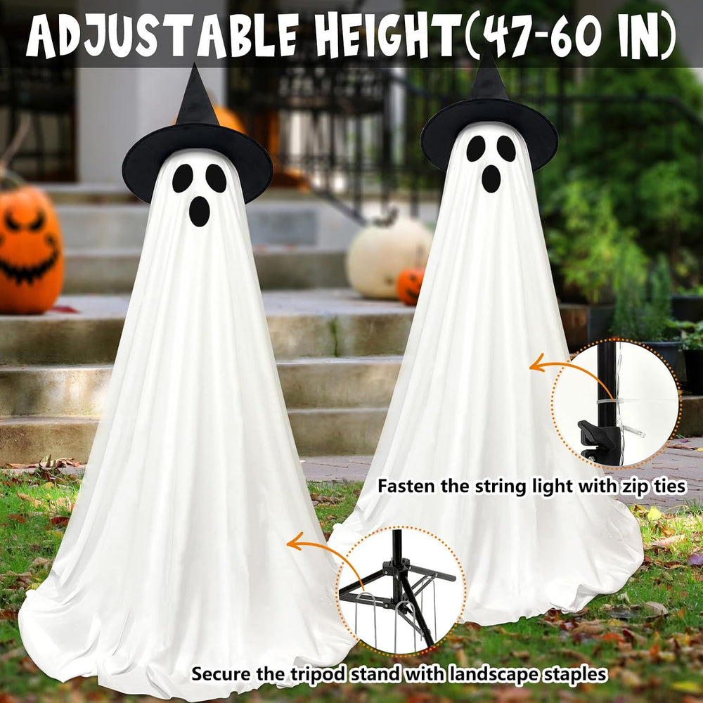 DAZONGE 2-Pack Halloween Ghost Decorations Outdoor with Remote Lights