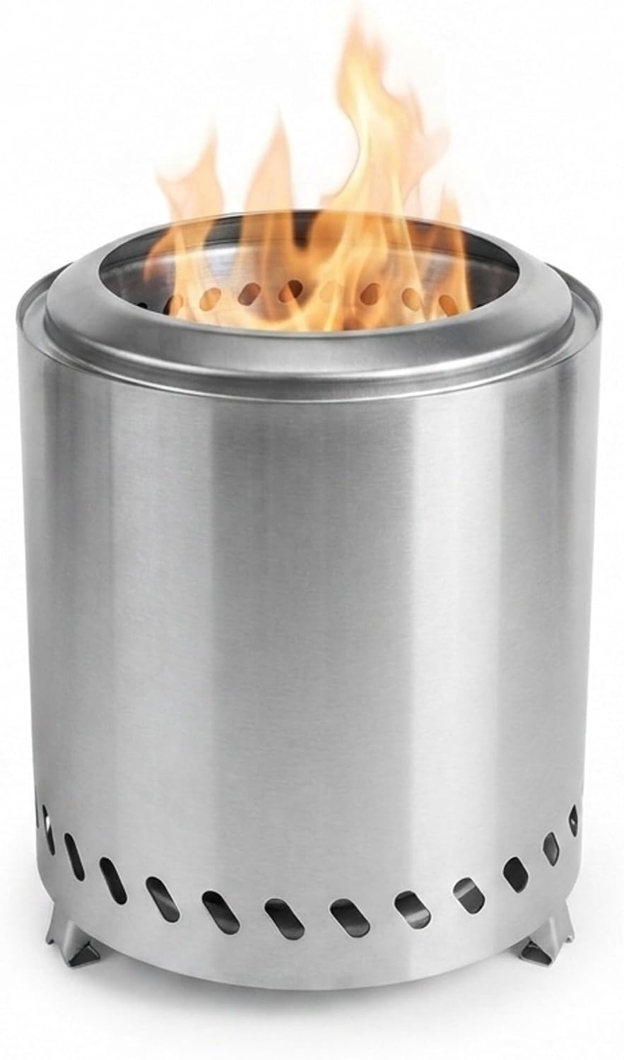 Relaxdays Smokeless Tabletop Fireplace, Stainless Steel, 25 x 22.5 x 22.5 cm, Removable Ash Tray, Camping, Silver