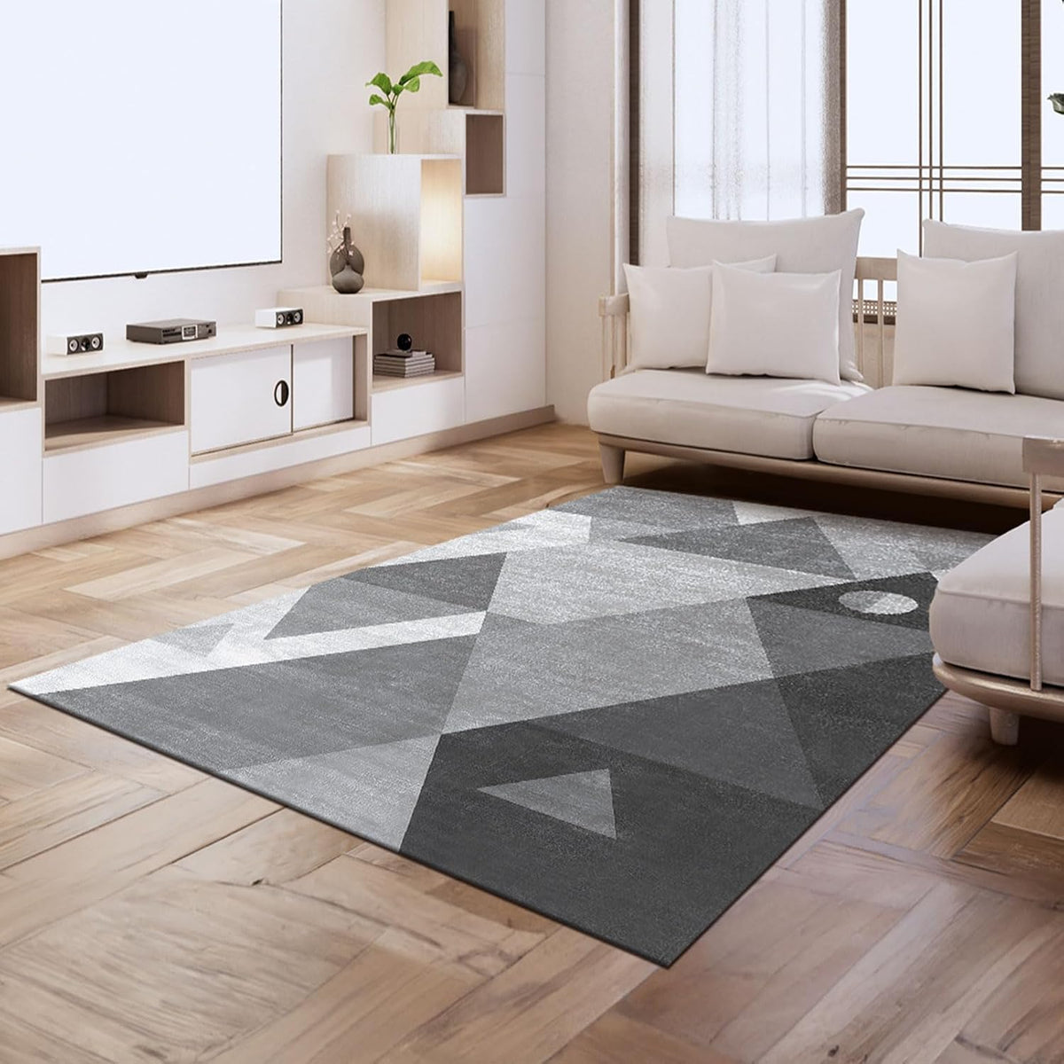 homfine washable modern area rug - geometric style, close-up detail