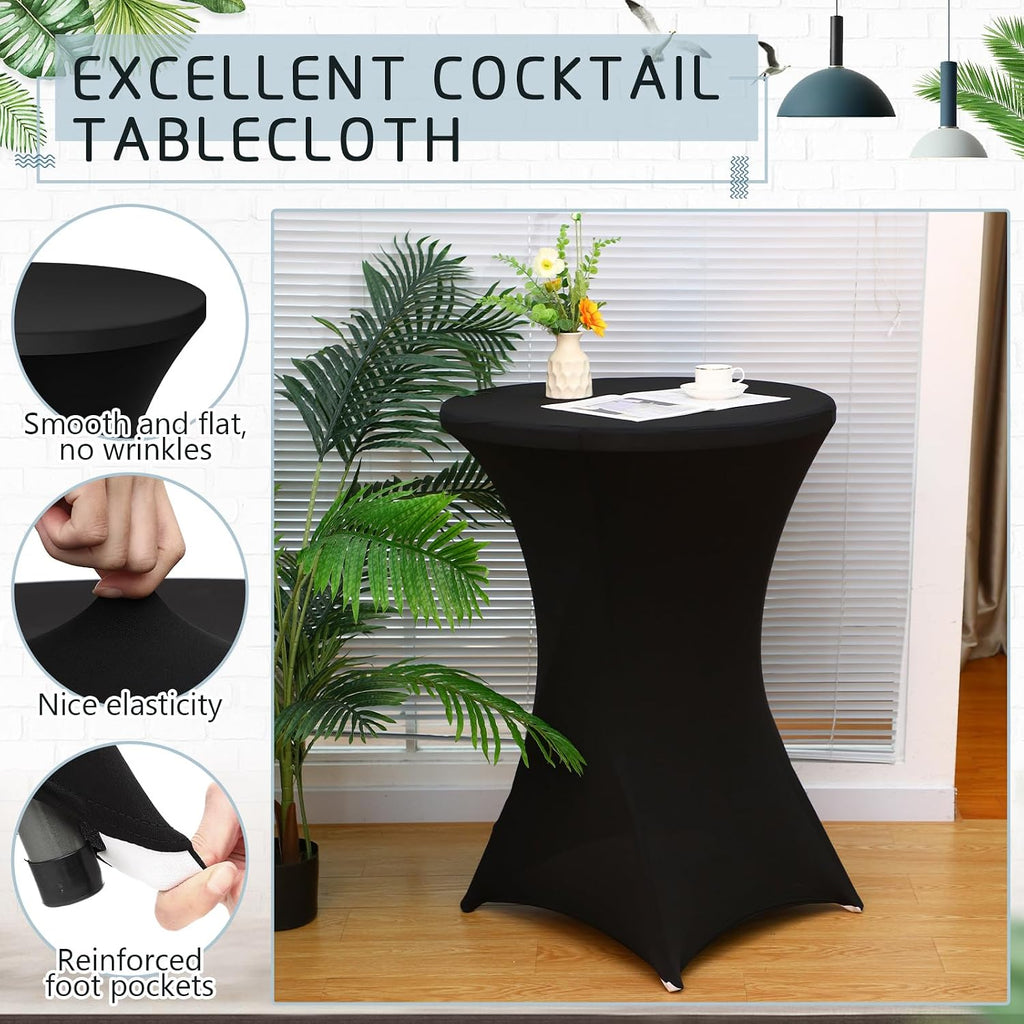 Wenqik 2 Sets 32"x43" High Top Folding Cocktail Tables & Covers,Black