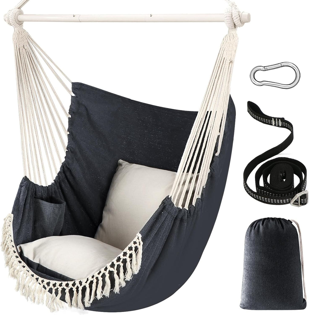 Chihee Hammock Chair Max 500 Lbs 2 Cushions Spreader Bar Strap Carabiner