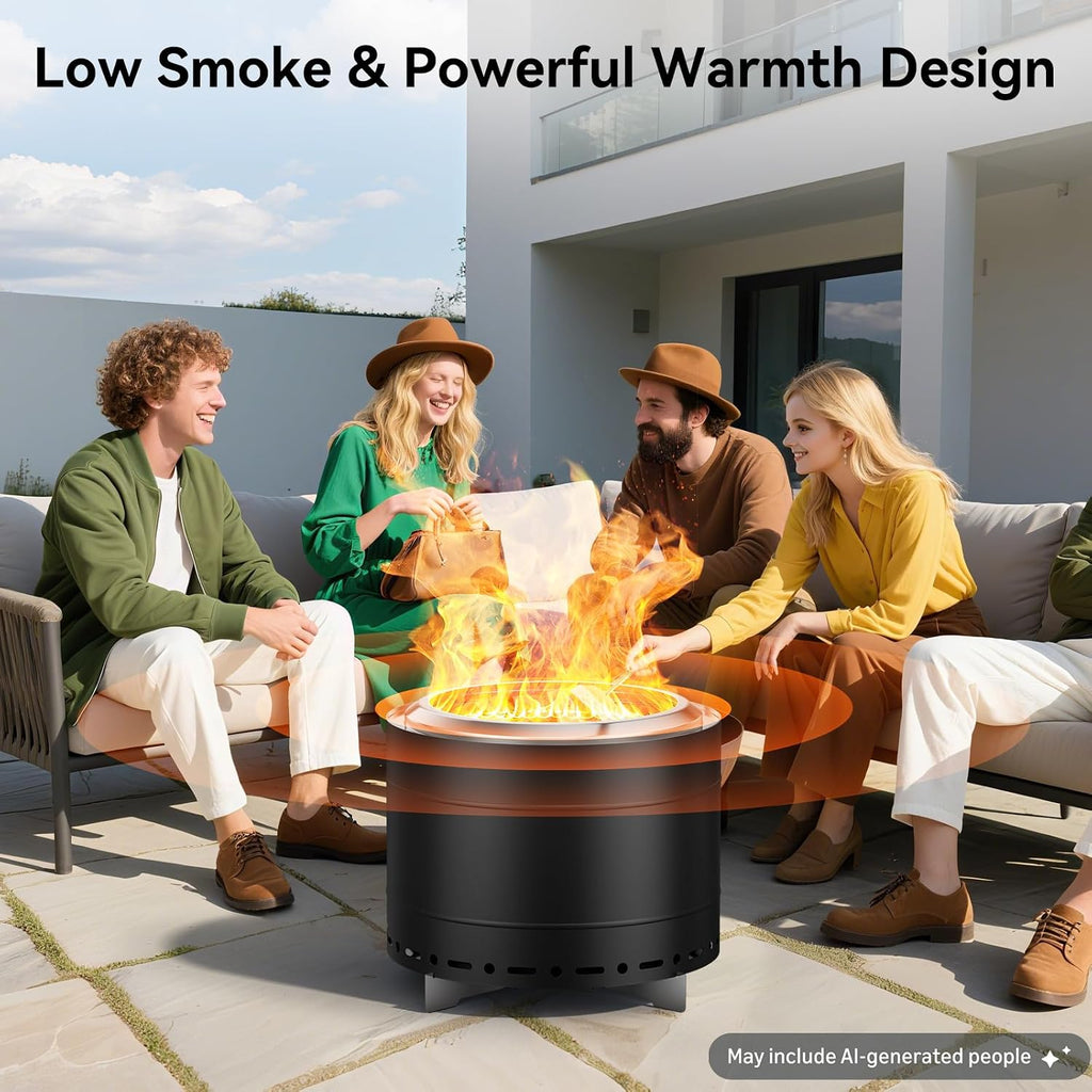 panovue 19.5 inch smokeless fire pit with carry shown in use