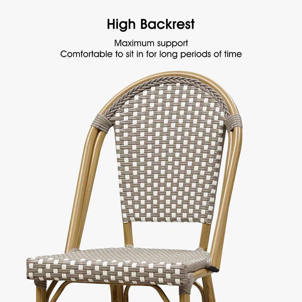 PURPLE LEAF Bar Stools French Bistro Rattan 30" Set of 4 Kitchen, Grey