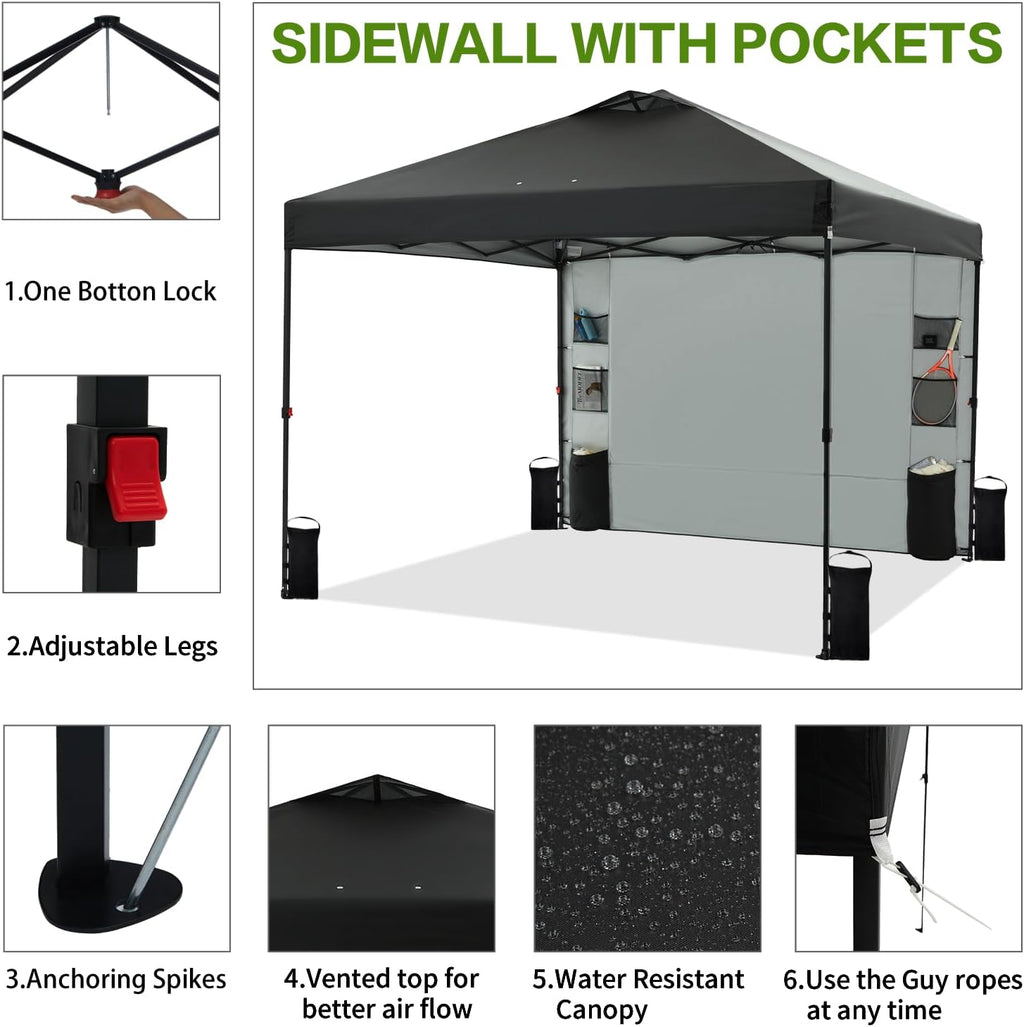 tunbne 10x10 pop up canopy tent outdoor with, close-up detail