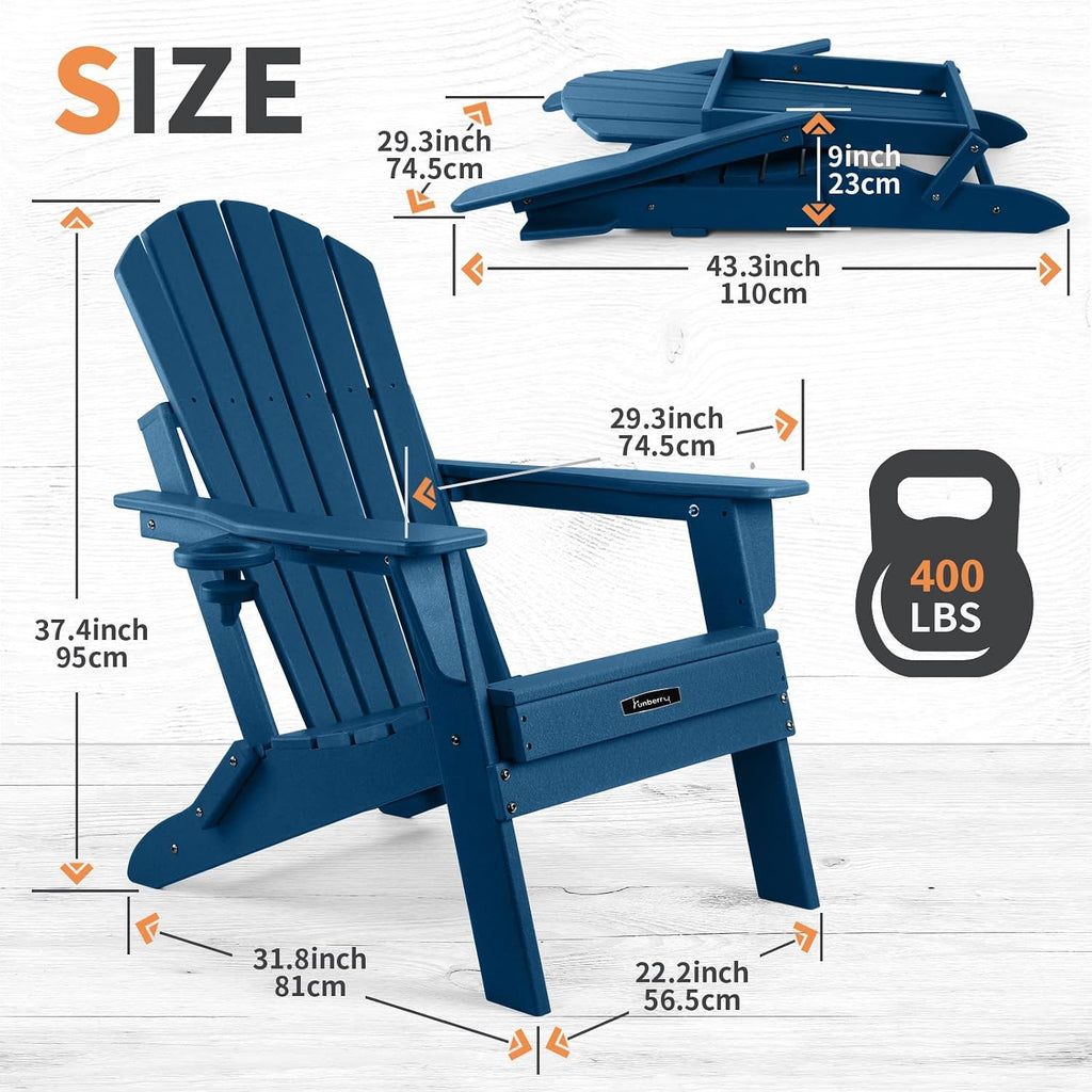 FUNBERRY Oversized Adirondack Folding Chair Set of 2, Fire Pit Chair 400LBS