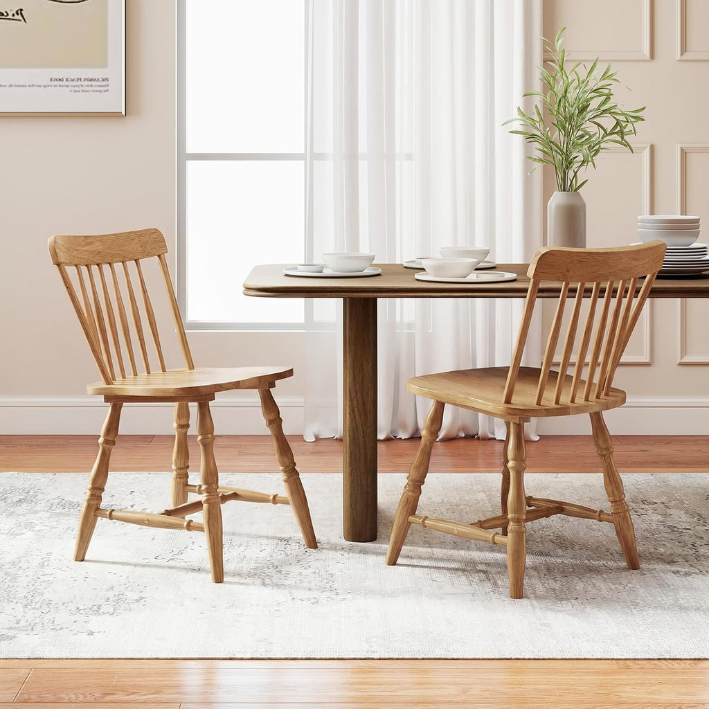GIANTEX Windsor Dining Chairs Set of 2 w/Curved Spindle Back & Turned Legs