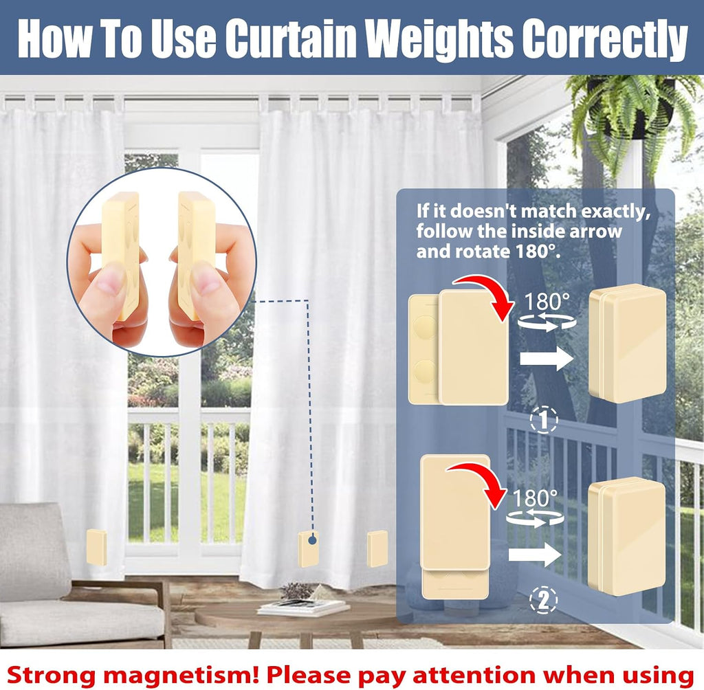 16PCS 52 oz Heavy Duty Outdoor Curtain Weights, Waterproof Magnets, Beige
