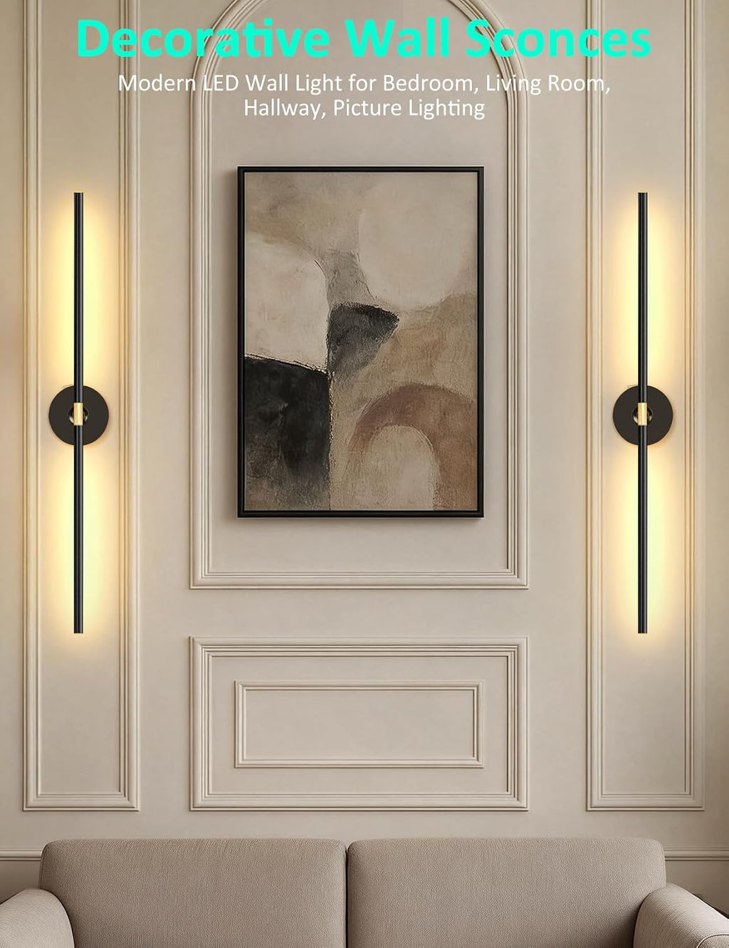 Wall Sconces Battery Operated Set of 2, 10000mAh Rechargeable Wall Lights