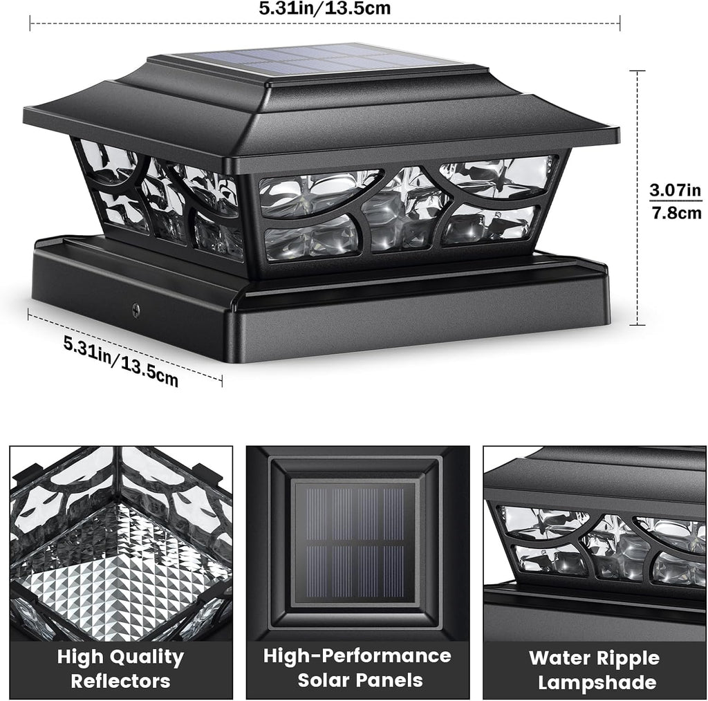 SIEDiNLAR Solar Post Lights Outdoor 4 Modes, 6 Pack Black, Warm/Cool White