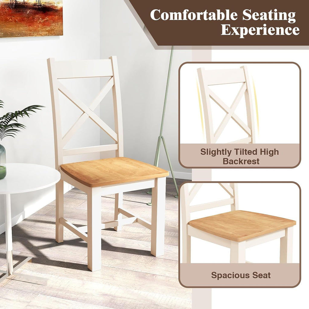 GIANTEX Farmhouse Dining Chairs Set of 2, Kitchen Chairs w/High Cross Back