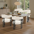 Dining Chairs Set of 6, Boucle Upholstered Kitchen Chairs with Metal Leg