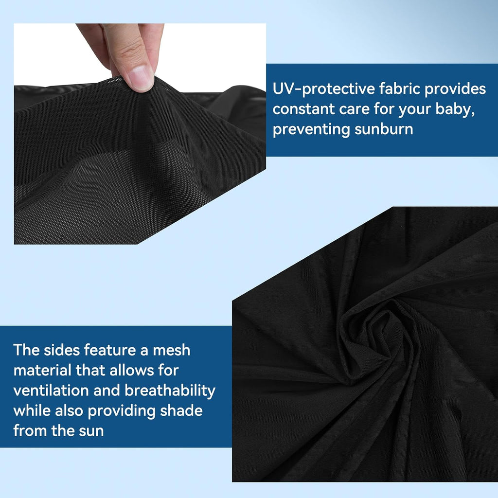 stretchy panoramic canopy compatible with wonderfold stroller wagons showing dimensions