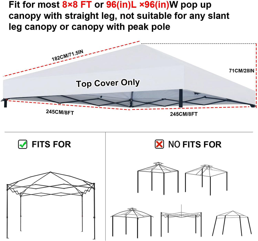 joramoy 8x8 canopy replacement top only straight leg(white) shown in use