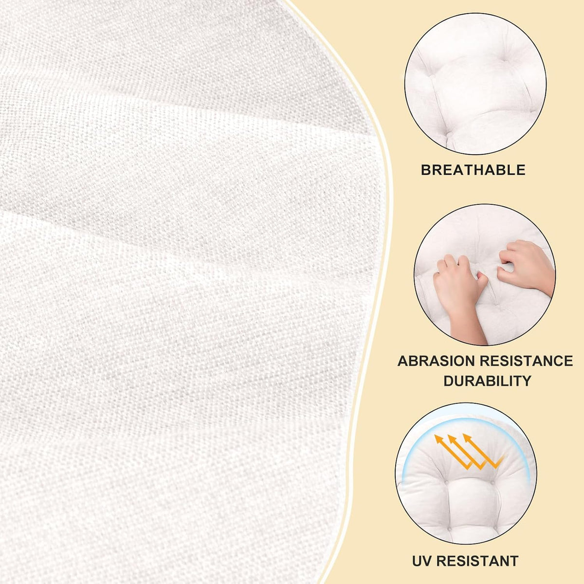 rocking chair cushion, high back, 44 x 19, close-up detail
