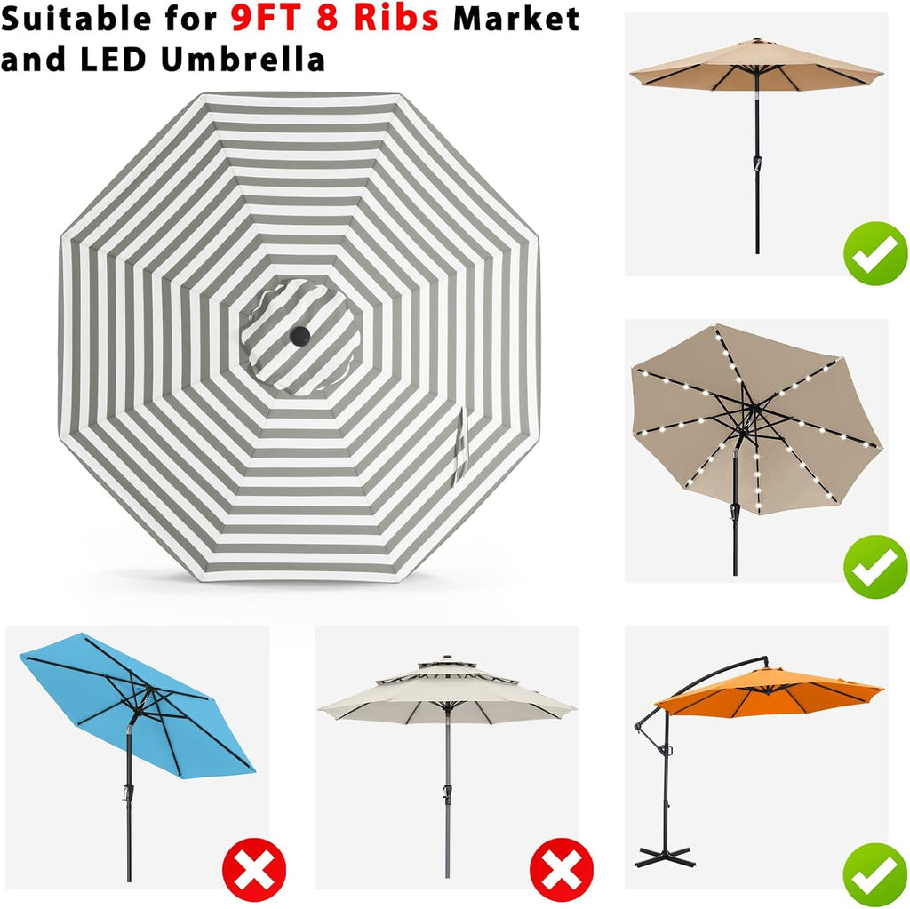 abccanopy olefin® 5-year no fade 9ft patio replacement showing dimensions