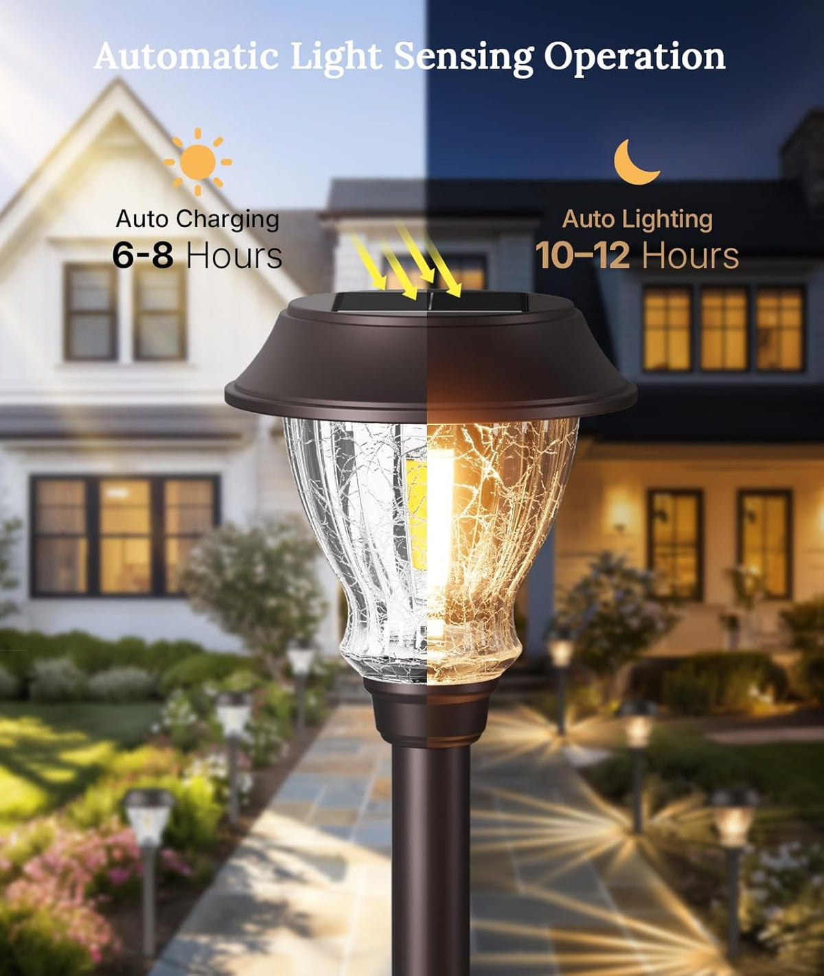XMCOSY+ Solar Pathway Lights Outdoor, 6 Pack Warm White Landscape Lighting