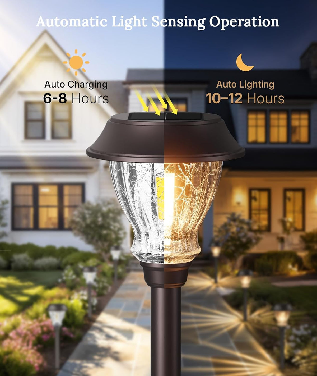 XMCOSY+ Solar Pathway Lights Outdoor, 8 Pack Warm White Solar Garden Lights