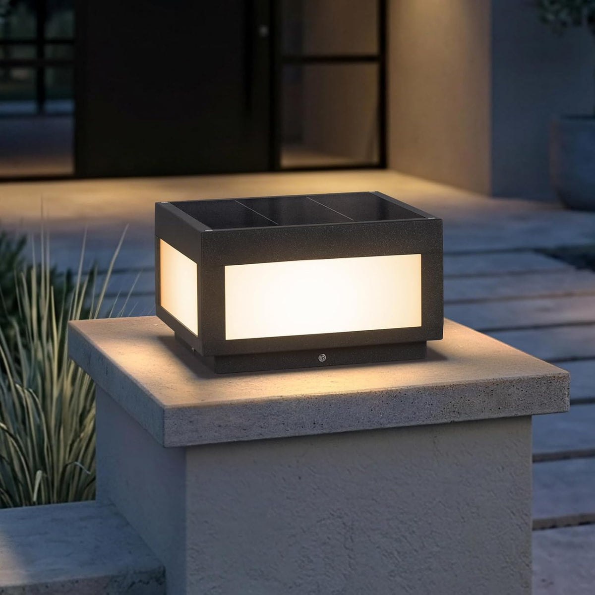 Solar Post Lights Outdoor, 9.84" Solar Pillar Lights Outdoor