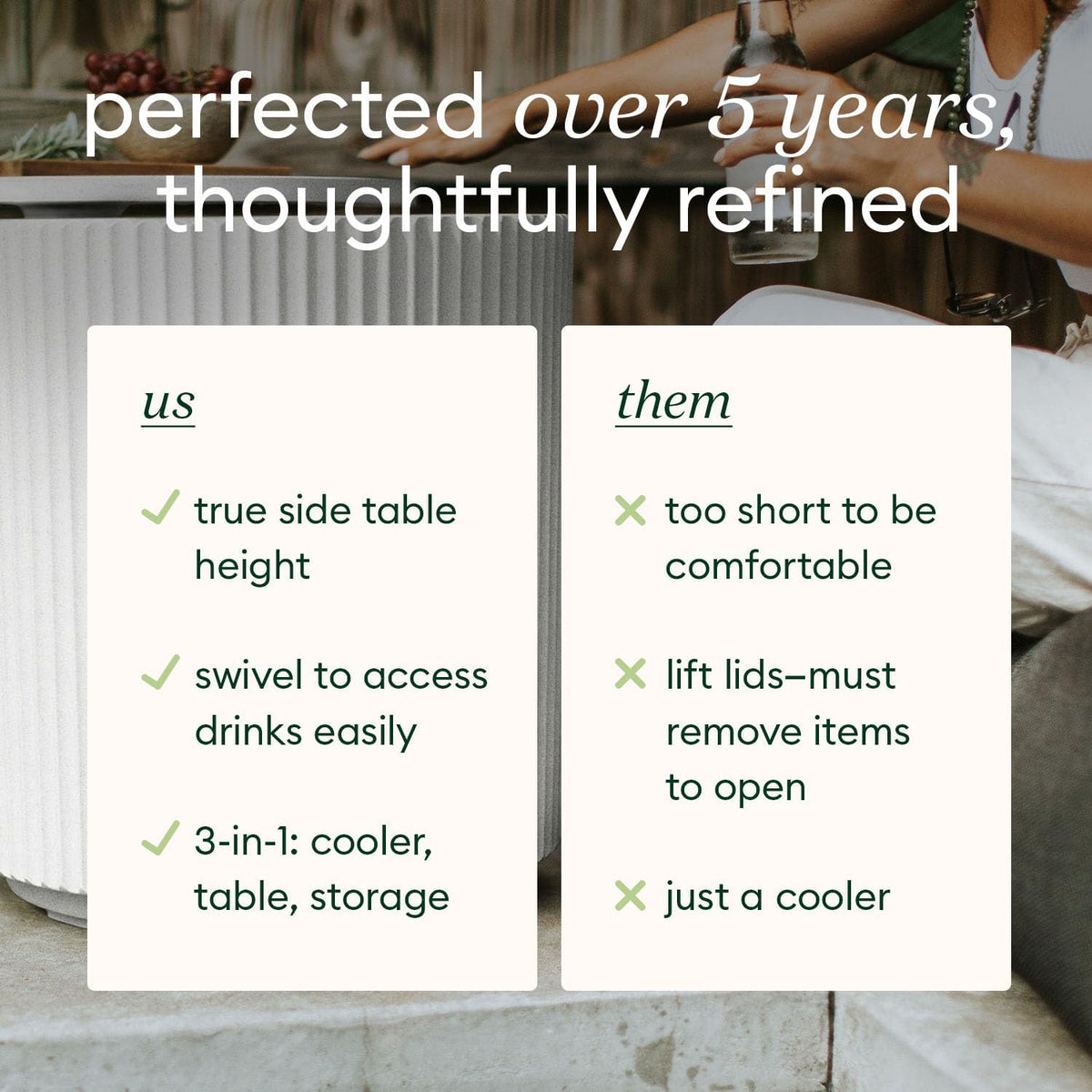 Veradek Cooler Side Table - Outdoor Cooler Table and Ice Chest