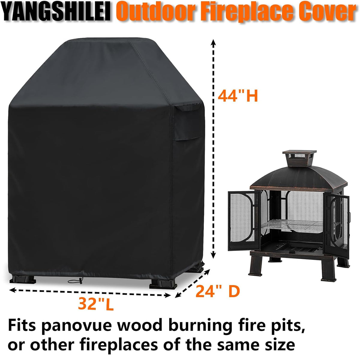 outdoor fireplace covers waterproof 600d - 24" d shown in use