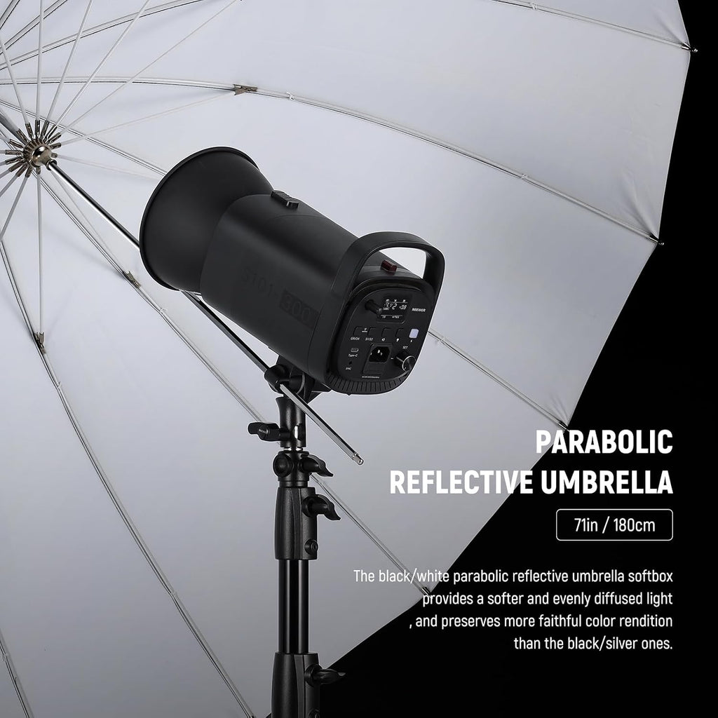 NEEWER 71"/180cm Parabolic Reflective Umbrella Photography w White Inner